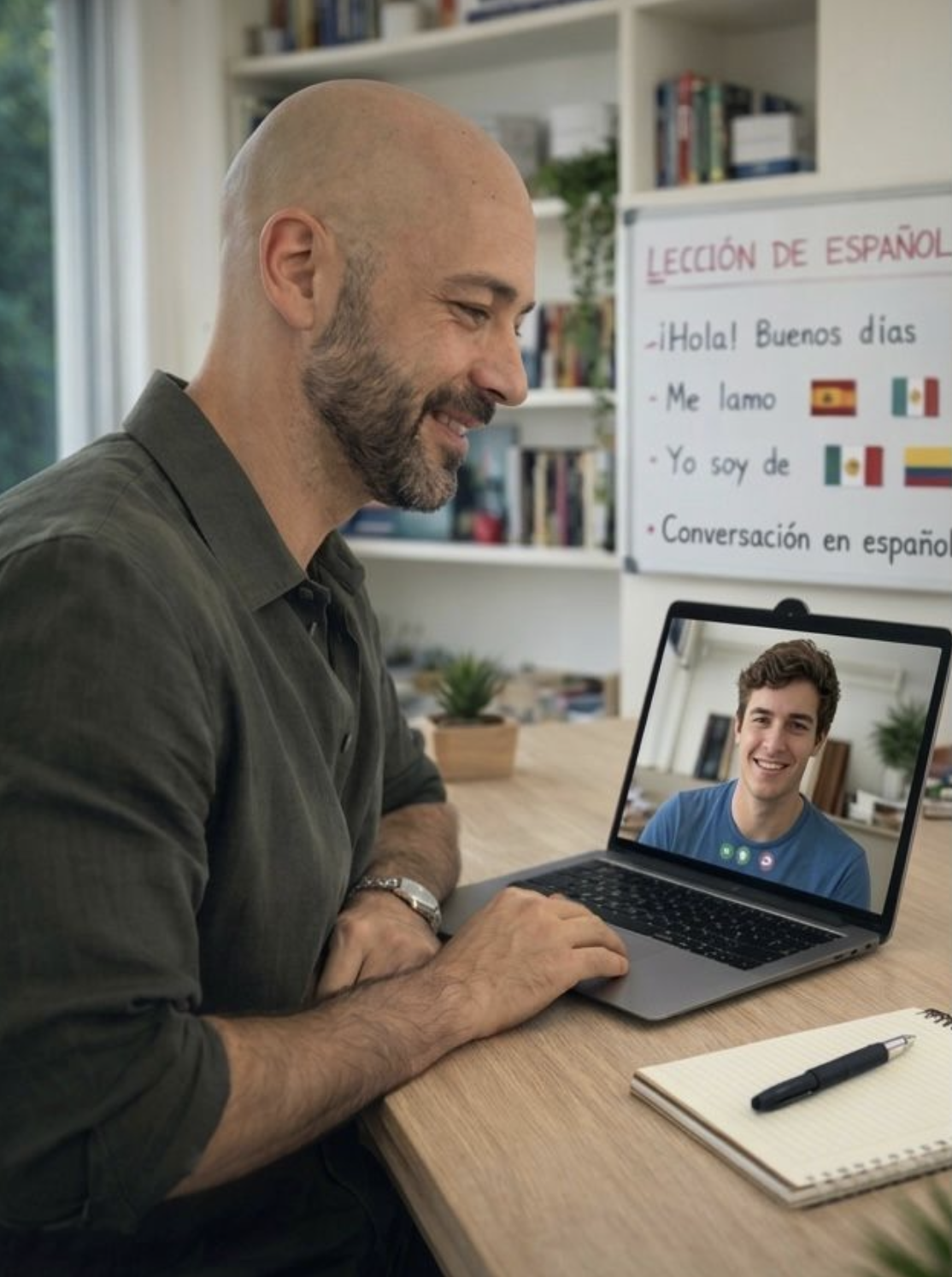 Student engaged in immersive Spanish learning session