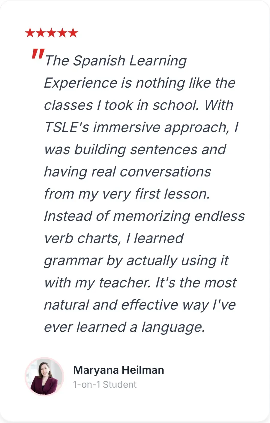 Maryana Heilman testimonial