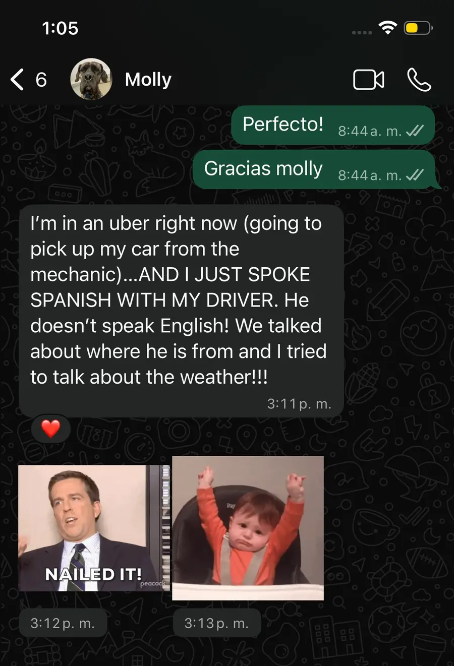 Student speaking Spanish with Uber driver